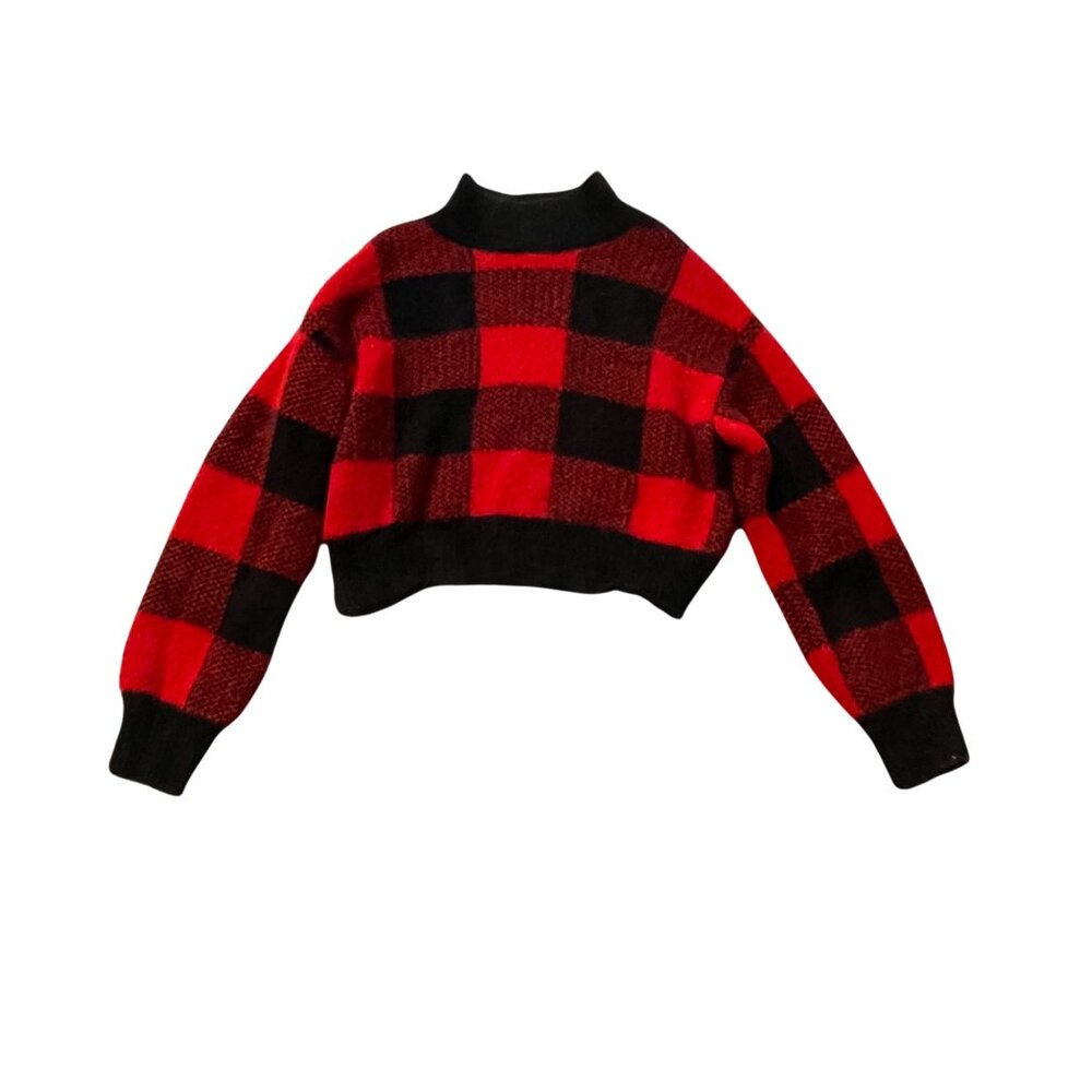 Art Class Girls Fuzzy Crop Sweater Size S 6–6x Black and Red